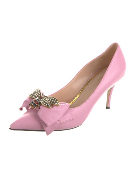 Gucci Faux Pearl Accents Bow Accents Pumps 